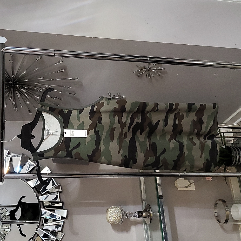Camouflage Olive Green Mini Dress